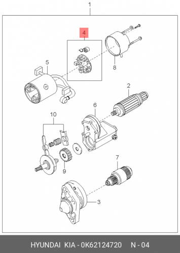 0K621-24720 HYUNDAI KIA Щеткодержатель mando