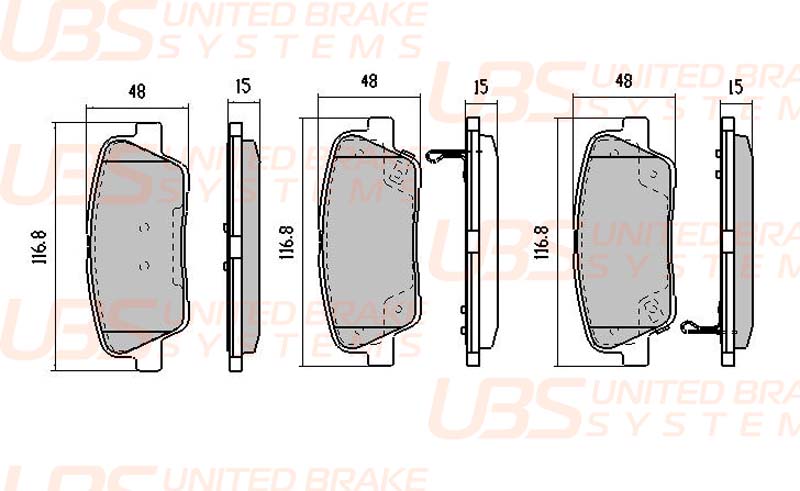BP1103022 UBS Премиум тормозные колодки KIA/HYUNDAI SANTA FE II/III 06-/12-/GRAND SANTA FE 13-/SORENTO II 09-/12-/EQUUS 09-/GENESIS 08- задние.