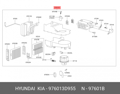 97601-3D955 HYUNDAI KIA Испаритель и вентилятор