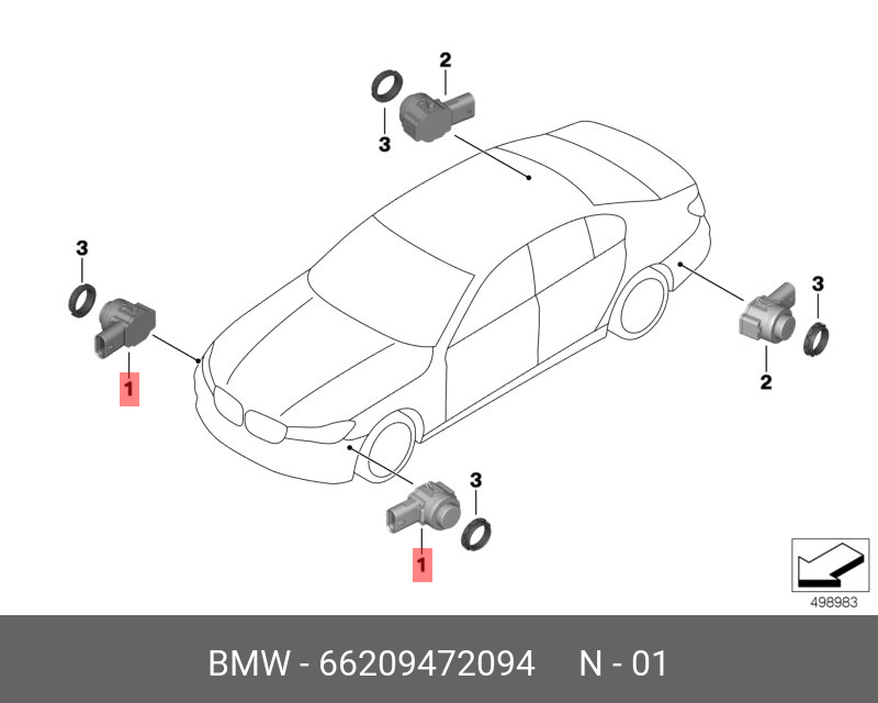 66209472094 BMW Ультразвуковой датчик Alpin белый