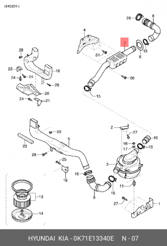 0K71E-13340-E HYUNDAI KIA Глушитель-впуск воздуха