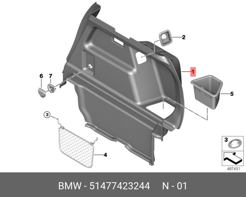 51477423244 BMW Обшивка багажного отделения П