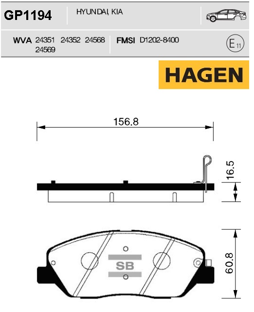 GP1194 SANGSIN BRAKE Колодки передние HYUNDAI SANTA FE II 06-12, KIA SORENTO II 09- GP1194