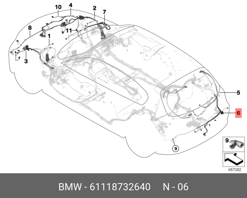 61118732640 BMW Ремонтный пучок проводов заднего бампера