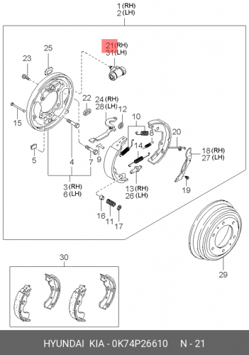 0K74P-26610 HYUNDAI KIA Cylinder assy-wheel rear,rh