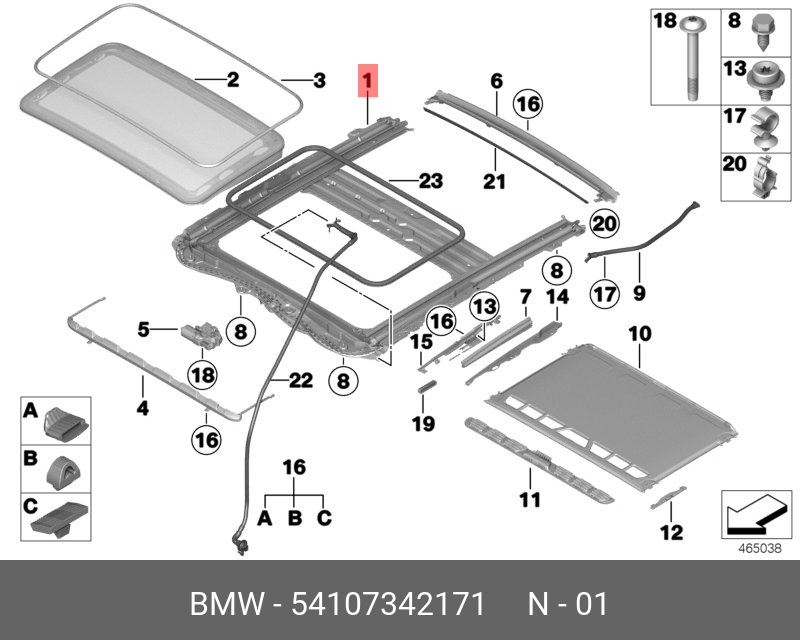 54107342171 BMW Рама люка с под.-сдвиж. крышкой в сборе