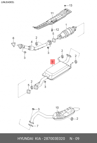 28700-3E020 HYUNDAI KIA Основной глушитель
