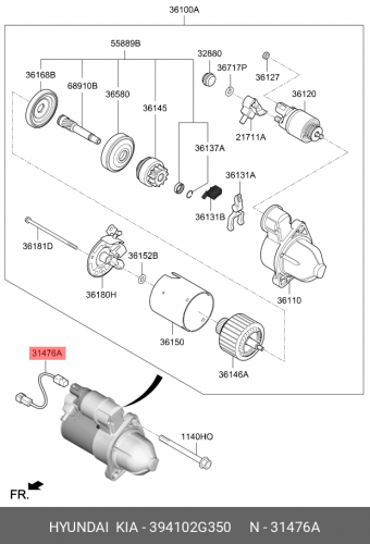 39410-2G350 HYUNDAI KIA Wire-cani close valve extension