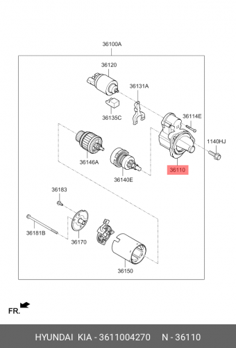 36110-04270 HYUNDAI KIA Bracket assy-starter,frt