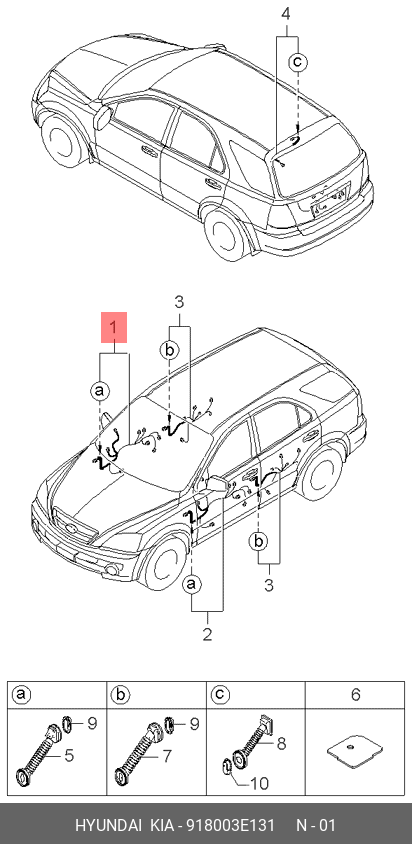 91800-3E131 HYUNDAI KIA Проводка двери, пер