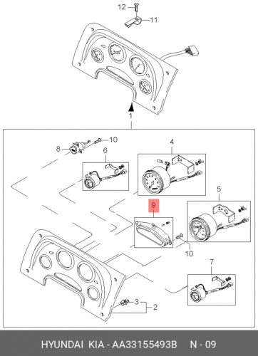 AA331-55493-B HYUNDAI KIA Lamp assy-indicator &| warning