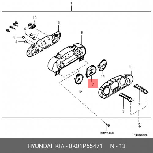 0K01P-55471 HYUNDAI KIA Спидометр