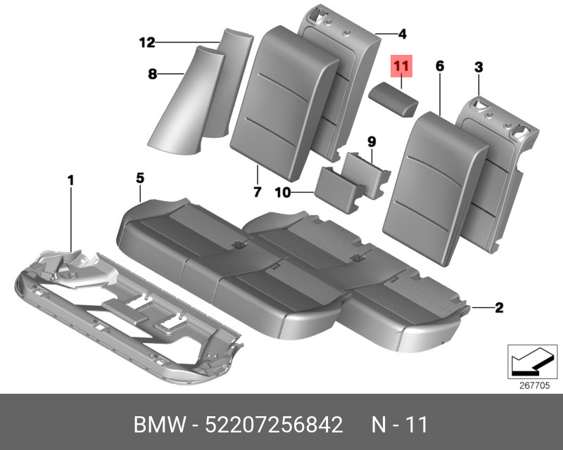 52207256842 BMW Обивка спинки, ткань Ср