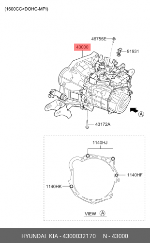 43000-32170 HYUNDAI KIA Трансмиссия в сборе мкп
