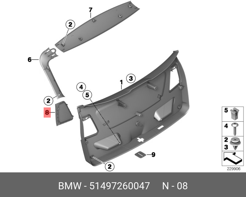 51497260047 BMW Щиток багажной двери Л