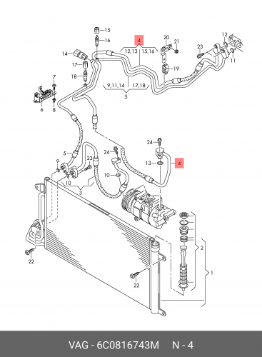6C0816743M VAG Трубопровод хладагента