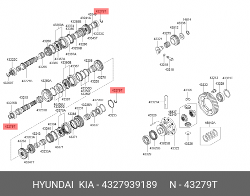 43279-39189 HYUNDAI KIA Стопорное кольцо кпп t=1.89