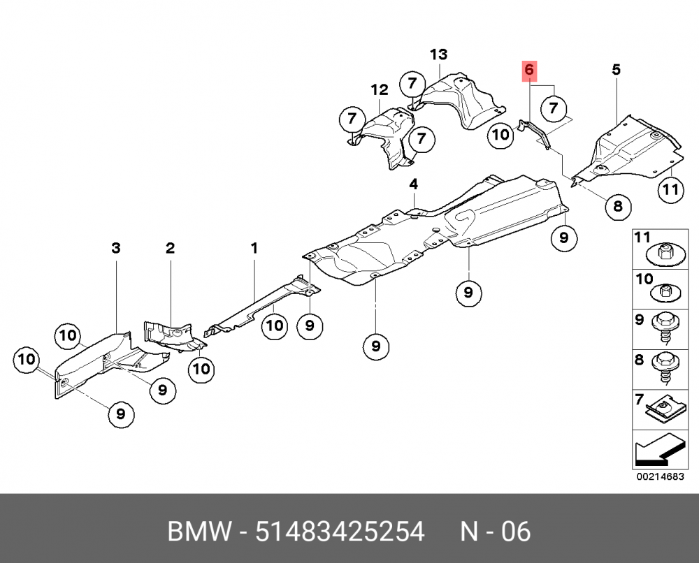 51483425254 BMW Держатель теплоизоляционного экрана Пд