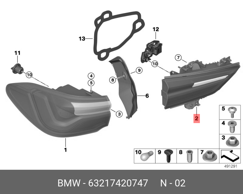 63217420747 BMW Блок задних фонарей на багажной двери Л