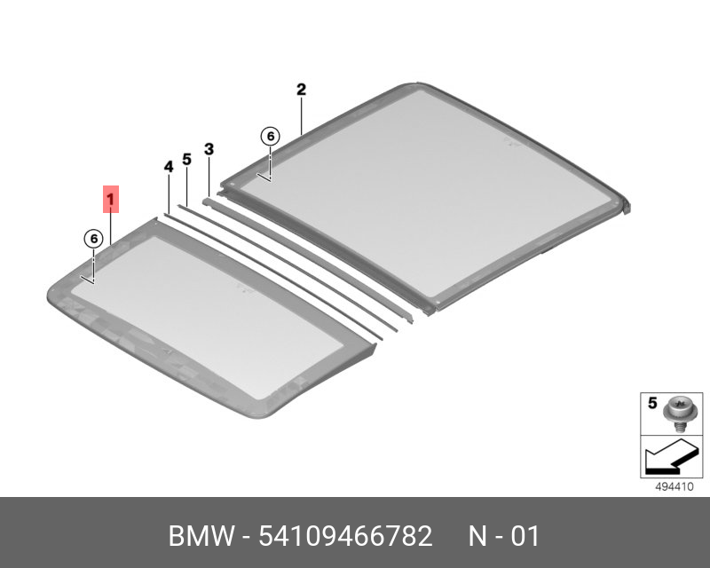 54109466782 BMW Стеклянная крышка Пд