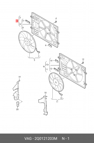 2Q0121203M VAG Вентилятор радиатора с крыльчаткой