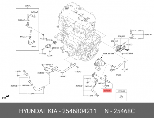 25468-04211 HYUNDAI KIA Водяной шланг