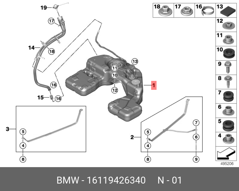 16119426340 BMW Топливный бак пластмассовый