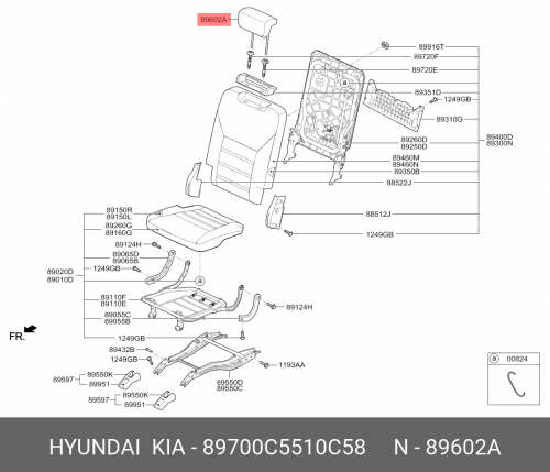 89700-C5510-C58 HYUNDAI KIA Подголовник в сборе-3е