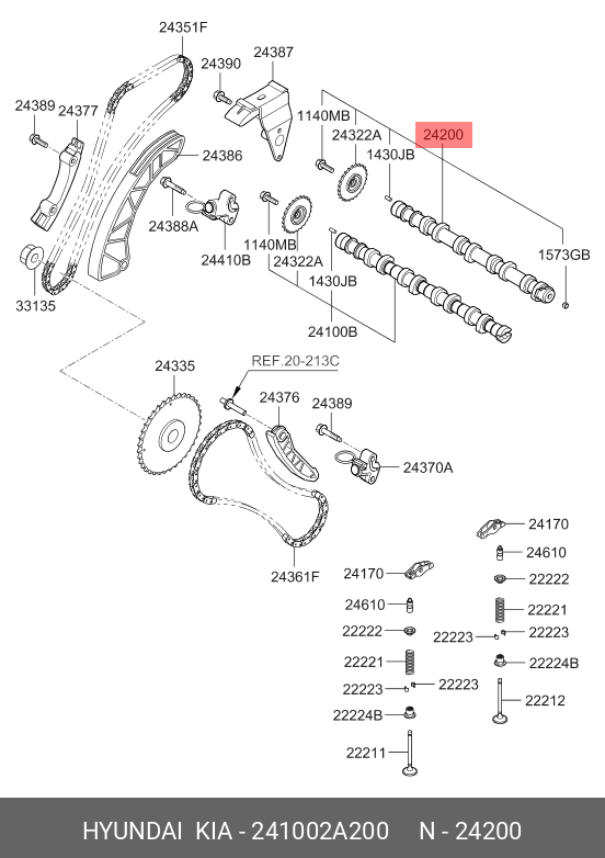 24100-2A200 HYUNDAI KIA Пр. распределительный вал