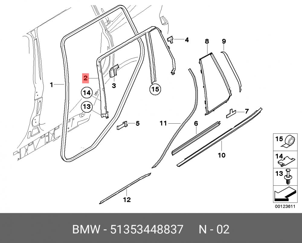 51353448837 BMW Щиток оконной рамы двери Л Зд