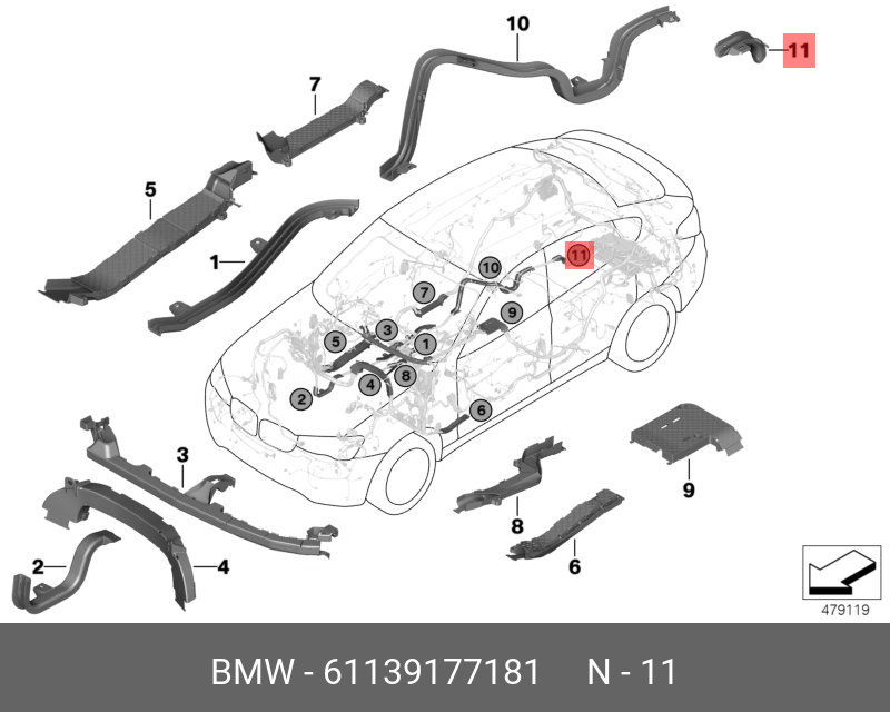 61139177181 BMW Кабельная коробка акк.+ сзади