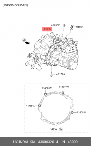 43000-32014 HYUNDAI KIA Трансмиссия в сборе мкп