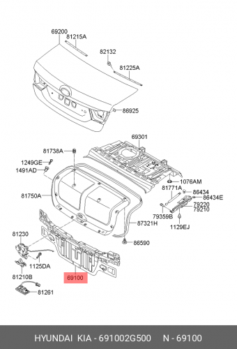 69100-2G500 HYUNDAI KIA Панель-задн.