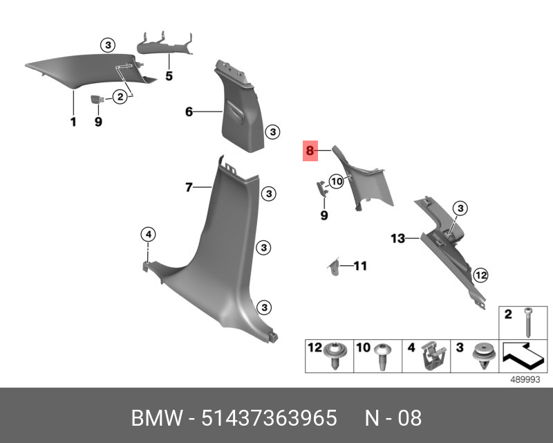 51437363965 BMW Накладка задней стойки Л