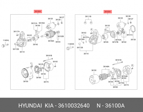 36100-32640 HYUNDAI KIA Стартер в сборе 1.2kw