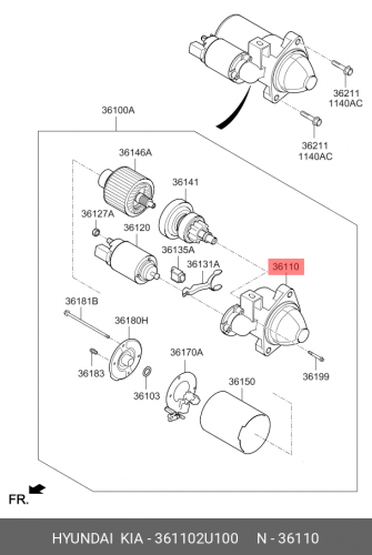36110-2U100 HYUNDAI KIA Bracket assy-starter,frt