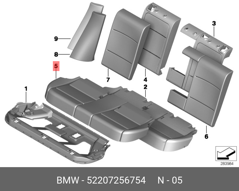 52207256754 BMW Обивка подушки искусственная кожа