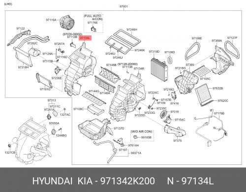 97134-2K200 HYUNDAI KIA Case-heater &| evaporator,lh