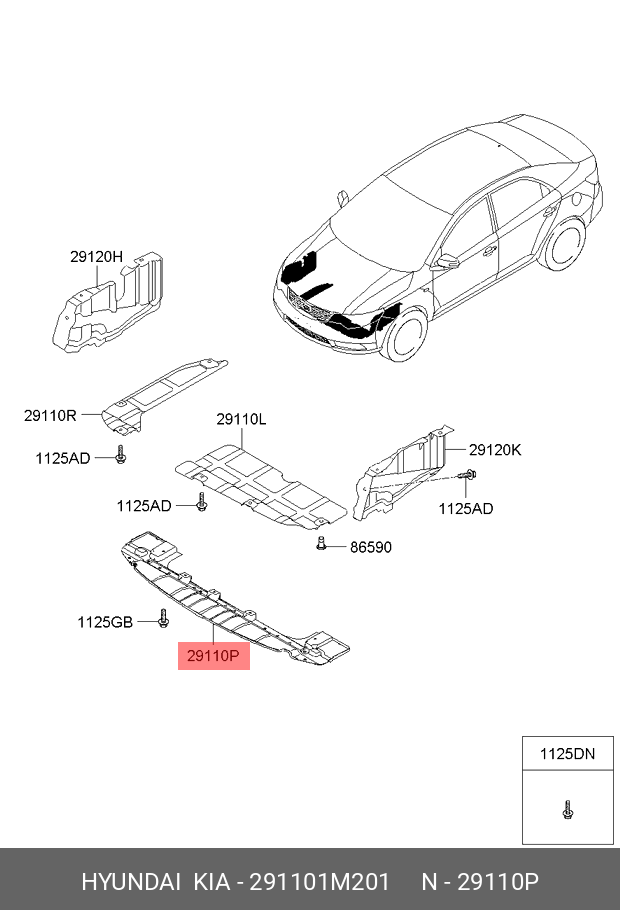 29110-1M201 HYUNDAI KIA Panel assy-under cover,frt