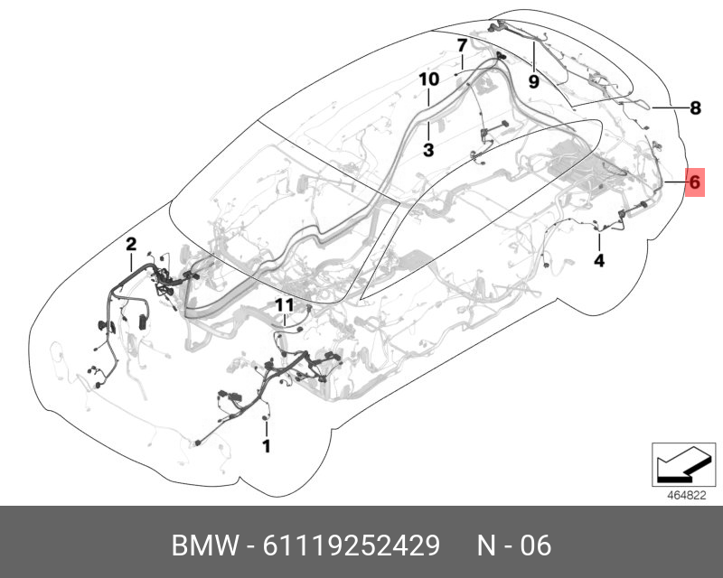 61119252429 BMW Ремонтный пучок проводов, задний, правый