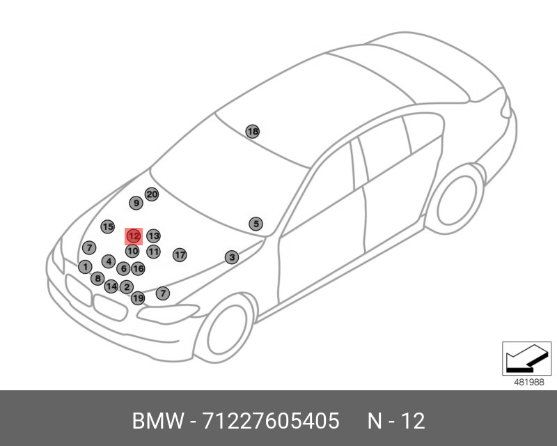 71227605405 BMW Предупр.табличка топл.система выс.давлен