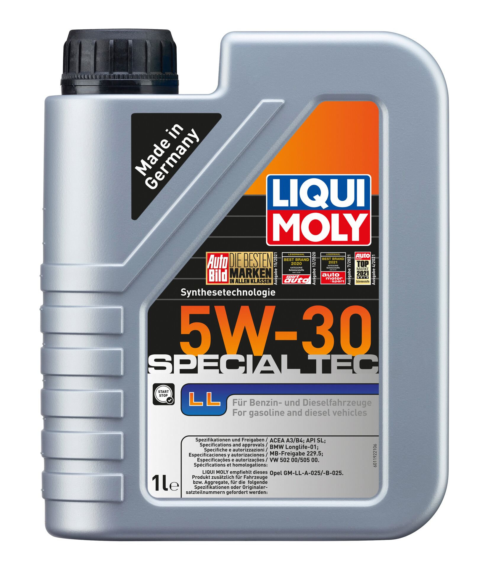 2447 LIQUI MOLY LiquiMoly 5W30 Special Tec LL (1L) масло моторное! синт. \ API SL/CF, ACEA A3/B4