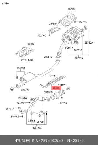 28950-3C950 HYUNDAI KIA Нейтрализатор-отраб. газов каталит.