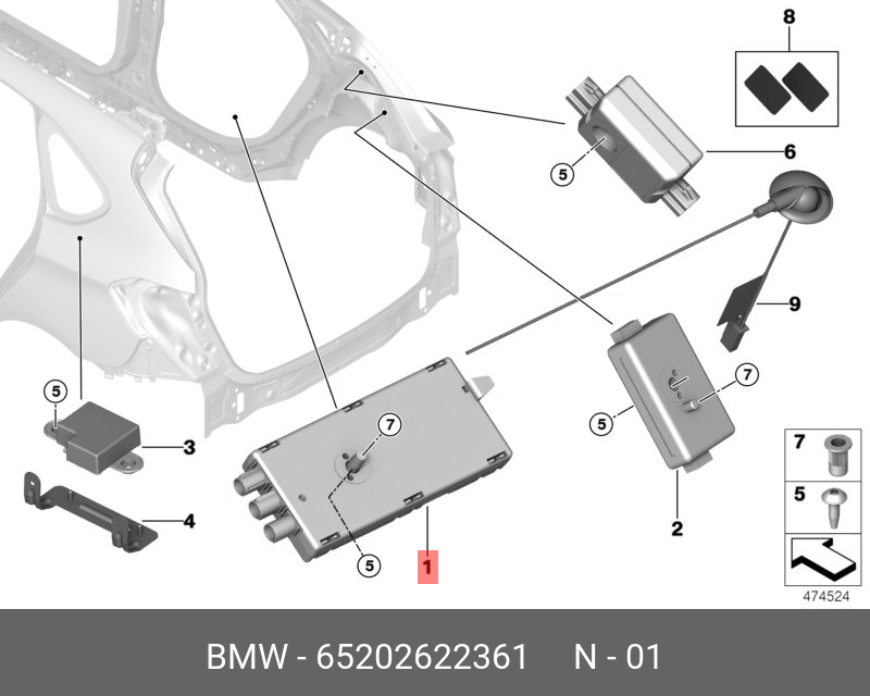 65202622361 BMW Антенный усилитель AM/FM