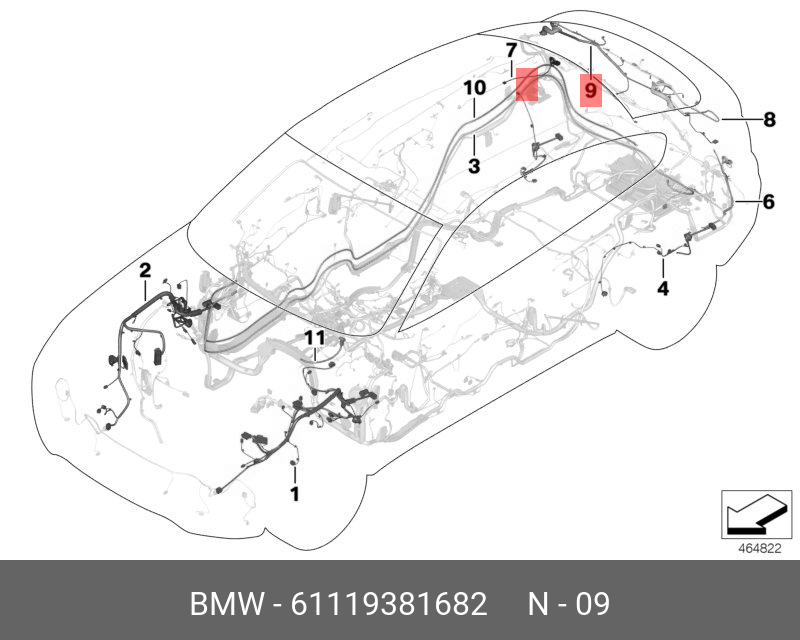 61119381682 BMW Ремонтный пучок проводов багажн.двери П