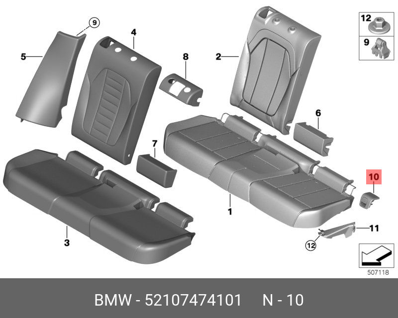 52107474101 BMW Накладка Isofix Л