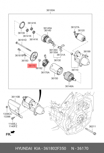 36180-2F350 HYUNDAI KIA Bracket-starter,rr