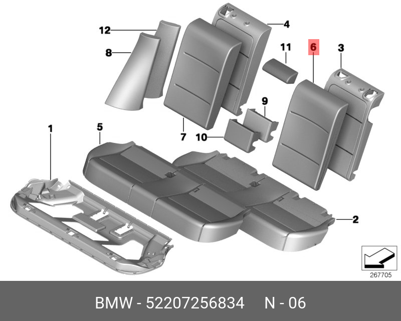 52207256834 BMW Обивка спинки ткань-кожа Л