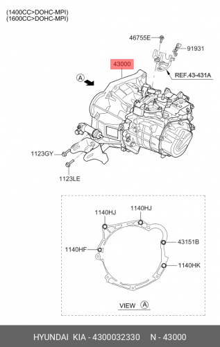 43000-32330 HYUNDAI KIA Трансмиссия в сборе мкп