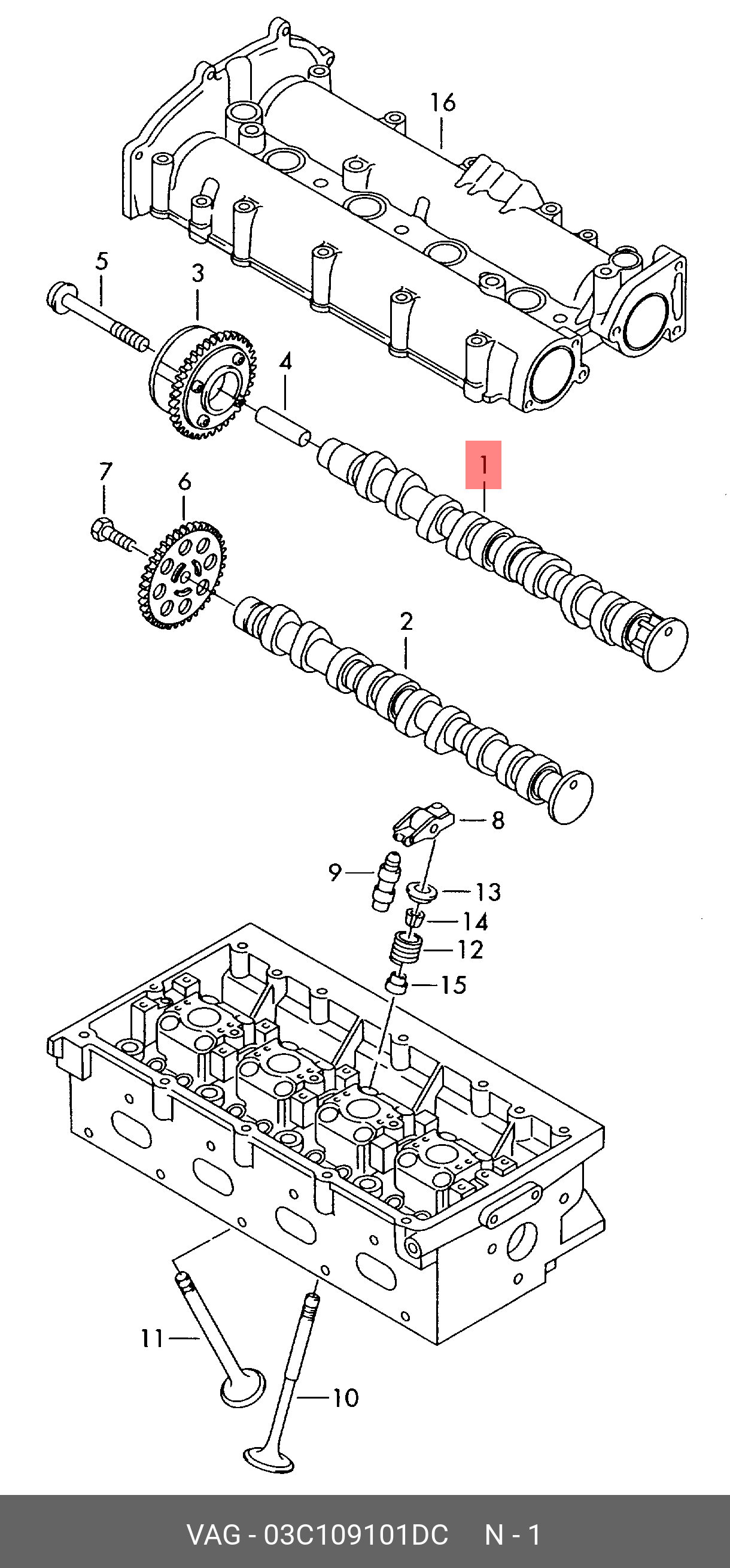 03C109101DC VAG Распределительный вал